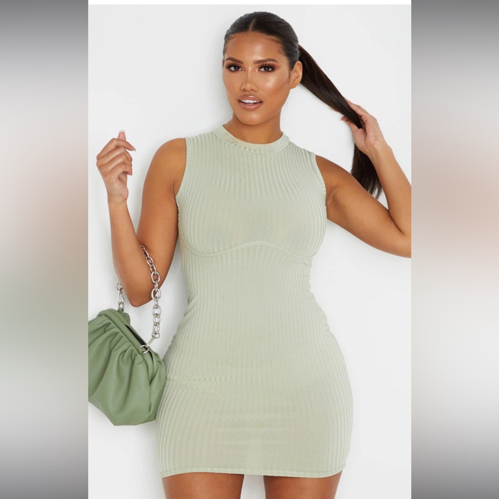 PrettyLittleThing Sage Ribbed Top - Picture 4 of 4